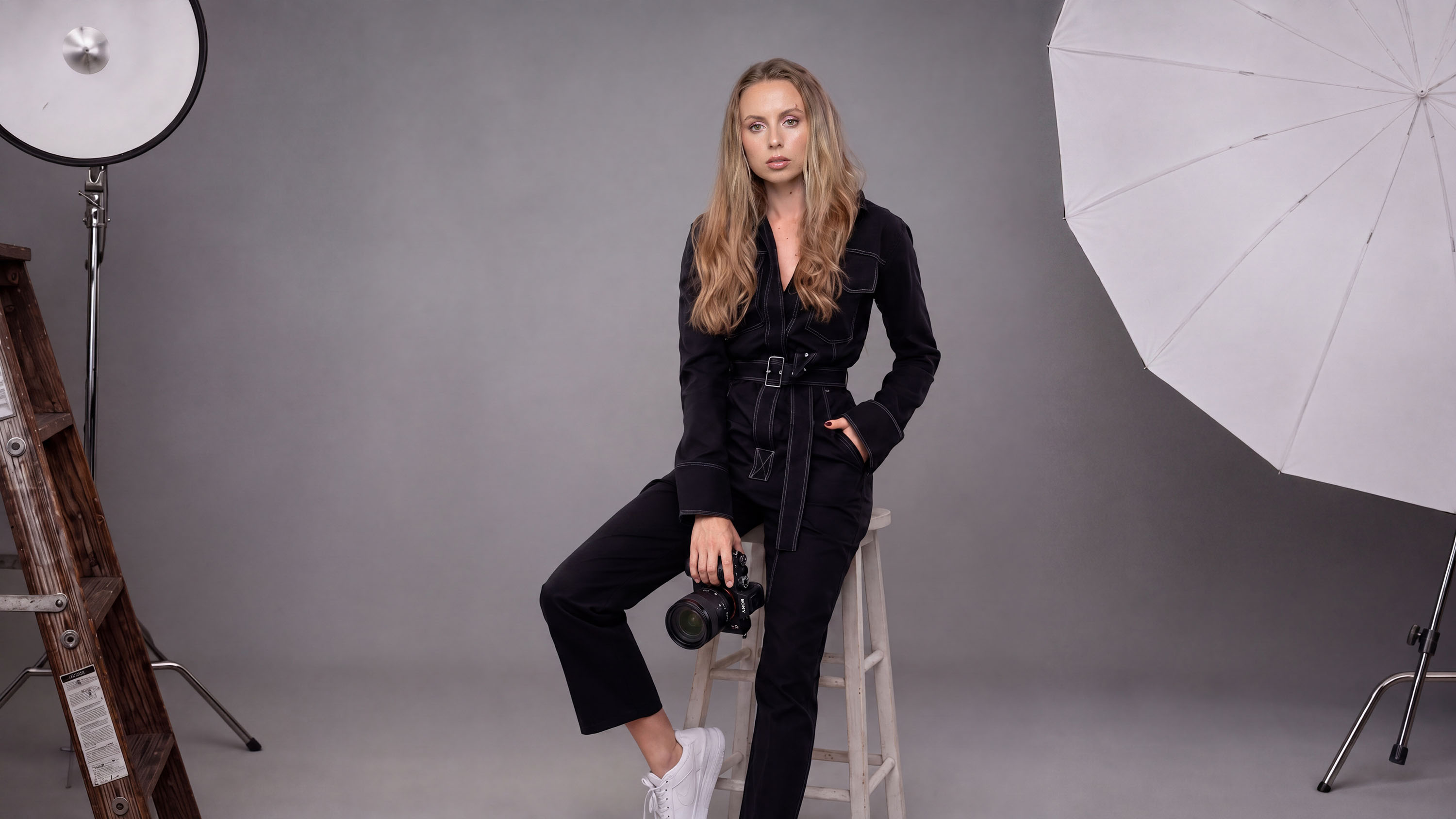 Lera of Kaleriia Studio in the studio with her camera